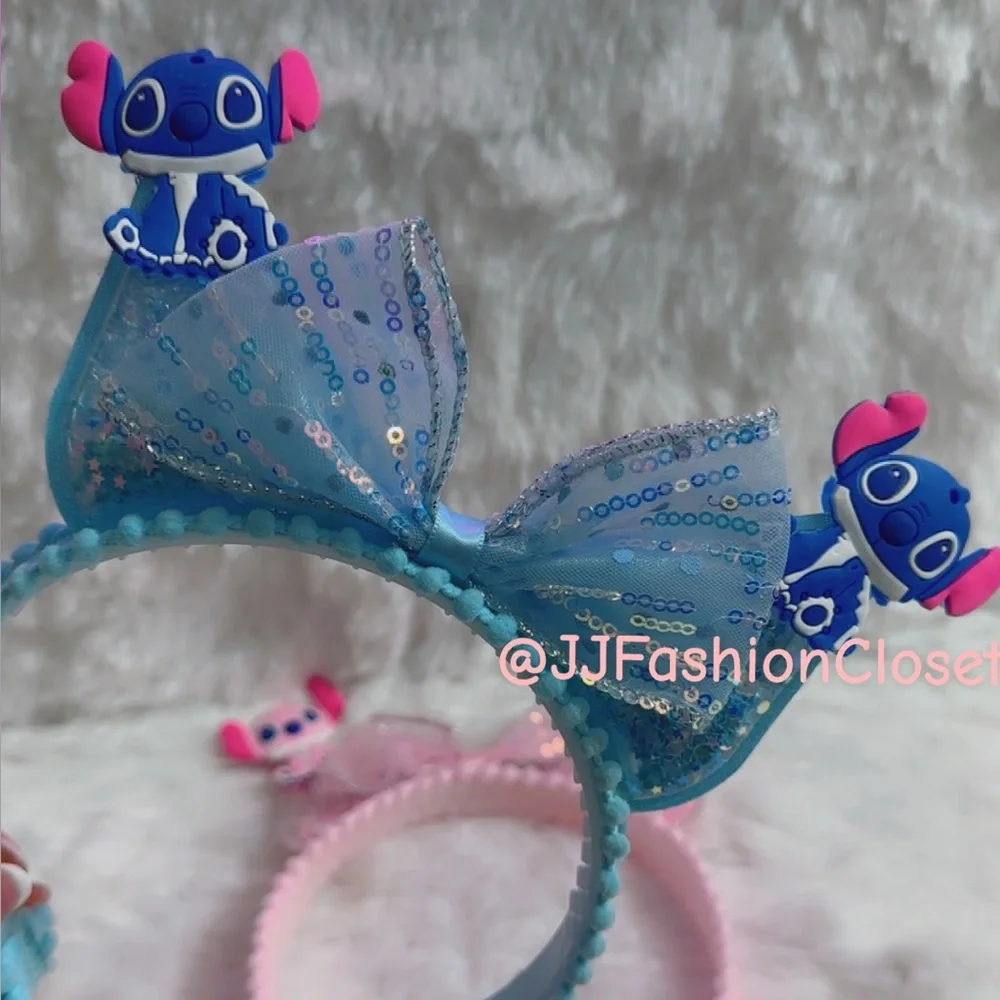 Angel and Stitch Blue and Pink Headbands